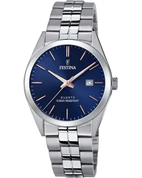 Ανδρικό ρολόι Festina F20437/B, Μπλε καντράν, Μπρασελέ από Ανοξείδωτο ατσάλι