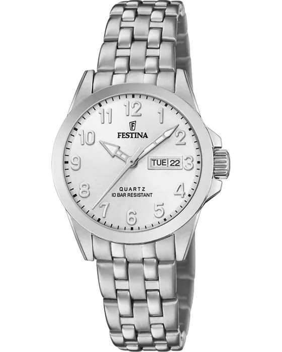 Γυναικείο ρολόι Festina Classics F20455 / 1, Ασημί καντράν, Μπρασελέ από Ανοξείδωτο ατσάλι