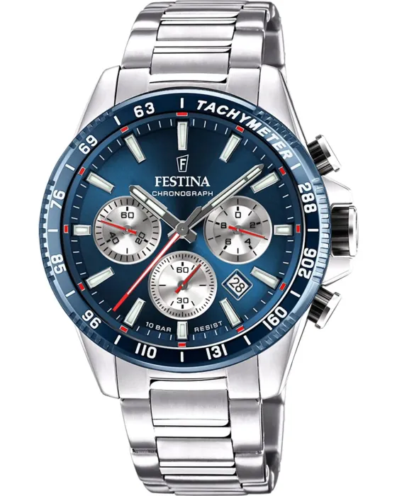 Ανδρικό ρολόι Festina Chronograph F20560 / 2, Μπλε καντράν, Μπρασελέ από Ανοξείδωτο ατσάλι