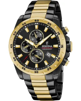 Ανδρικό ρολόι Festina Chronograph F20563/1, Μαύρο καντράν, Μπρασελέ από Ανοξείδωτο ατσάλι
