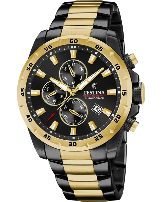 Ανδρικό ρολόι Festina Chronograph F20563/1, Μαύρο καντράν, Μπρασελέ από Ανοξείδωτο ατσάλι