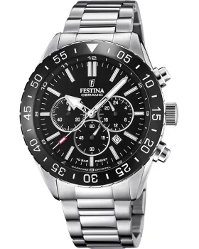 Ανδρικό ρολόι Festina Chronograph F20575 / 3, Μαύρο καντράν, Μπρασελέ από Ανοξείδωτο ατσάλι