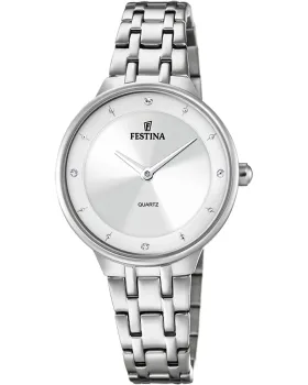 Γυναικείο ρολόι Festina Crystals F20600 / 1, Ασημί καντράν, Μπρασελέ από Ανοξείδωτο ατσάλι
