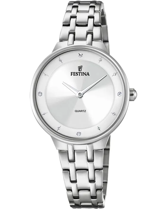 Γυναικείο ρολόι Festina Crystals F20600 / 1, Ασημί καντράν, Μπρασελέ από Ανοξείδωτο ατσάλι