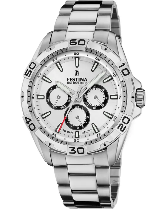 Men's watch Festina Multifunction F20623 / 1, Silver dial, Bracelet in Stainless Steel