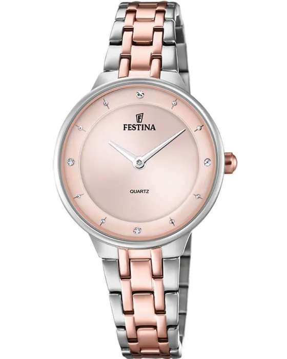 Γυναικείο ρολόι Festina Crystals F20626/2, Ροζ καντράν, Μπρασελέ από Ανοξείδωτο ατσάλι