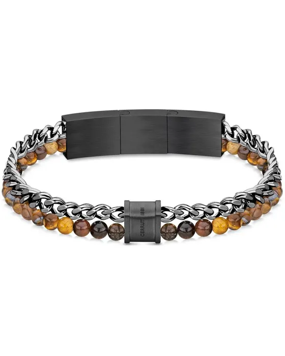 Bracelets Βραχιόλι Cerruti Tier 2 CIAGB2128101, Stainless steel, Black / Brown