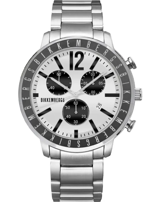 Ανδρικό ρολόι Bikkembergs Elite Chronograph BKA42, Ασημί καντράν, Μπρασελέ από Ανοξείδωτο ατσάλι