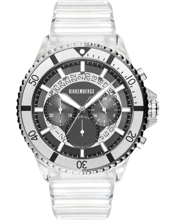 Male watch Bikkembergs Rainbow Chronograph BKA54, Black dial, Strap in Rubber