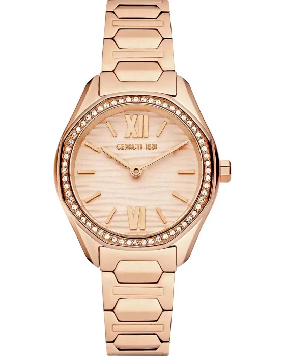 Women's watch Cerruti Bretagna CIWLG2205402, Rose gold dial, Bracelet in Stainless Steel