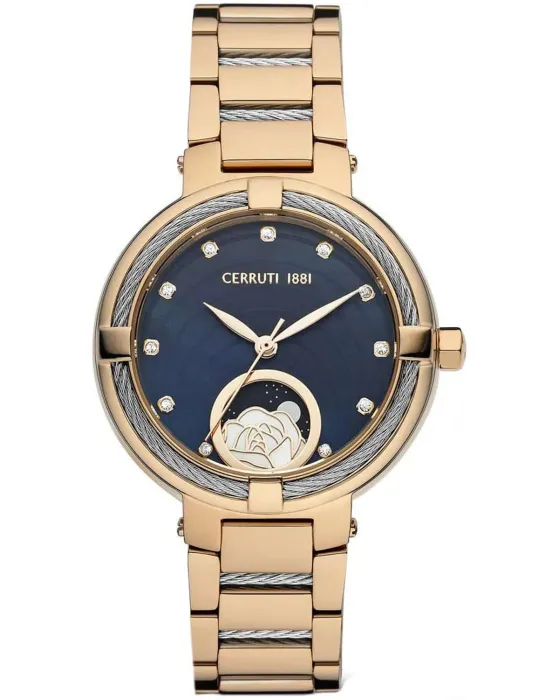 Γυναικείο ρολόι Cerruti Gardena CIWLH2205902, Μπλε / Φίλντισι καντράν, Μπρασελέ από Ανοξείδωτο ατσάλι