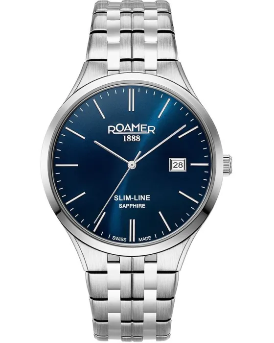 Men's watch Roamer Slim-Line Classic 512833-41-45-20, Blue dial, Bracelet in Stainless Steel