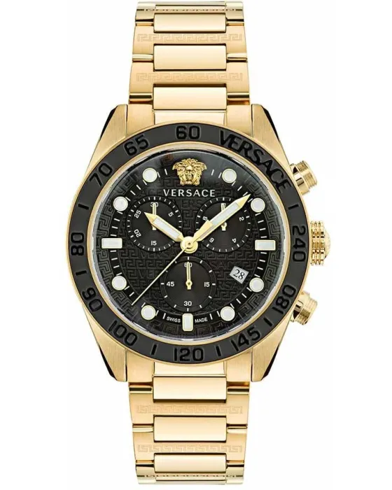Men's watch Versace Greca Dome Chronograph VE6K00523, Black dial, Bracelet in Stainless Steel