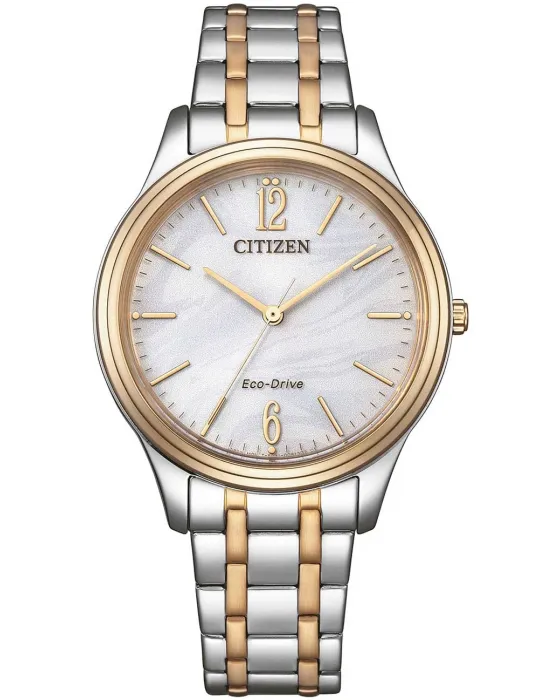 Women's / Men's watch Citizen Elegance Eco-Drive EM0416-78A, Mother Of Pearl / White dial, Bracelet in Stainless Steel