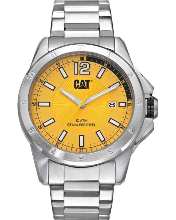 Ανδρικό ρολόι Caterpillar Big Twist 24 YW14111731, Κίτρινο καντράν, Μπρασελέ από Ανοξείδωτο ατσάλι