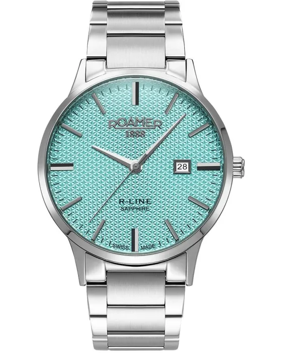 Men's watch Roamer R-Line Classic 718833-41-05-20, Light blue dial, Bracelet in Stainless Steel