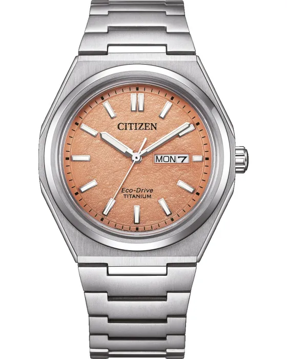 Ανδρικό ρολόι Citizen Eco-Drive Titanium AW0130-85ZE, Πορτοκαλί καντράν, Μπρασελέ από Τιτάνιο