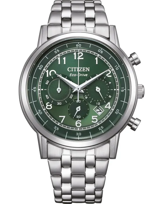 Ανδρικό ρολόι Citizen Eco-Drive Chronograph CA4630-53X, Πράσινο καντράν, Μπρασελέ από Ανοξείδωτο ατσάλι