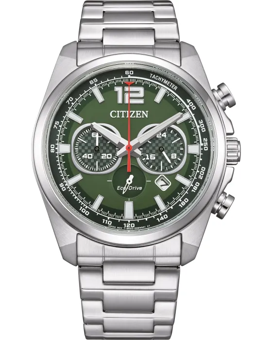 Men's watch Citizen Sport Eco-Drive Chronograph CA4640-50X, Green dial, Bracelet in Stainless Steel
