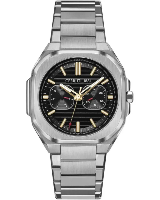 Ανδρικό ρολόι Cerruti Leadri CIWGK0073502, Μαύρο καντράν, Μπρασελέ από Ανοξείδωτο ατσάλι