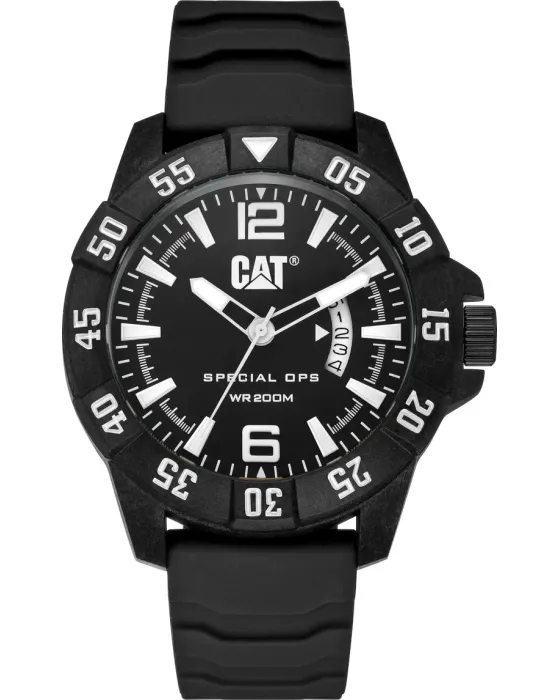 Ανδρικό ρολόι Caterpillar Special Ops 3 K412121132, Λευκό / Μαύρο καντράν, Λουρί από Καουτσούκ