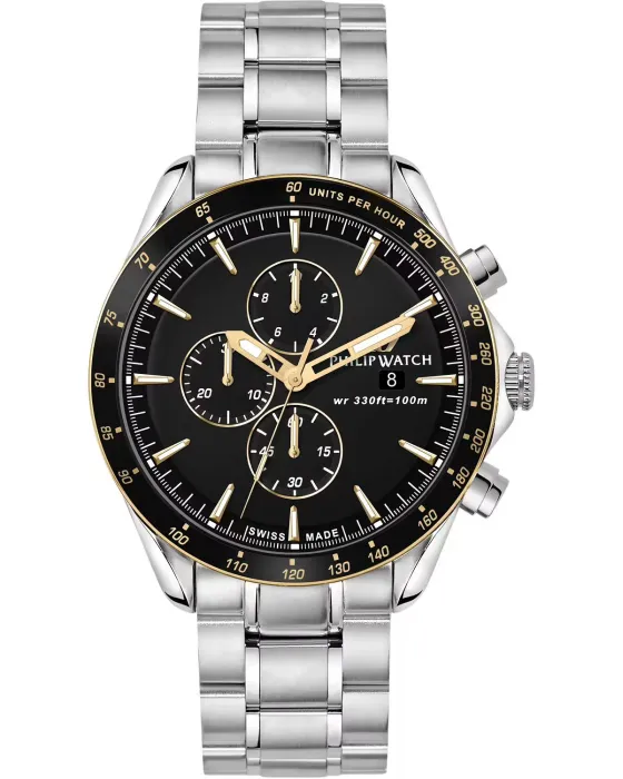 Male watch Philip Watch Blaze Chronograph R8273995007, Black dial, Bracelet in Stainless Steel