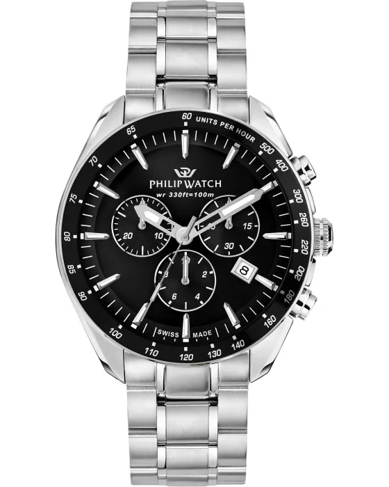 Male watch Philip Watch Blaze Chronograph R8273995018, Black dial, Bracelet in Stainless Steel