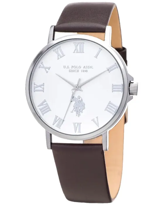 Ανδρικό ρολόι U.S. Polo Assn. Paxton USP4960WH, Λευκό καντράν, Λουρί από Δερμάτινο