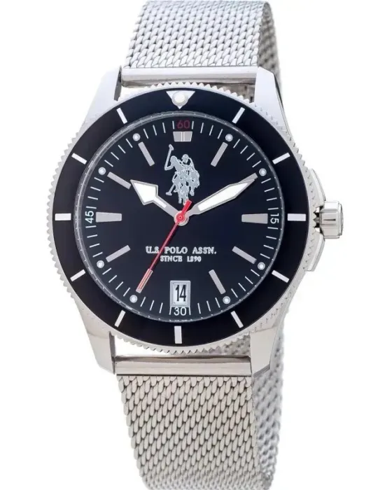 Ανδρικό ρολόι U.S. Polo Assn. Argo USP4722BK, Μαύρο καντράν, Μπρασελέ από Ανοξείδωτο ατσάλι