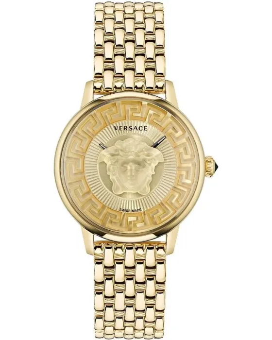 Γυναικείο ρολόι Versace Medusa Alchemy VE6F00623, Χρυσό καντράν, Μπρασελέ από Ανοξείδωτο ατσάλι