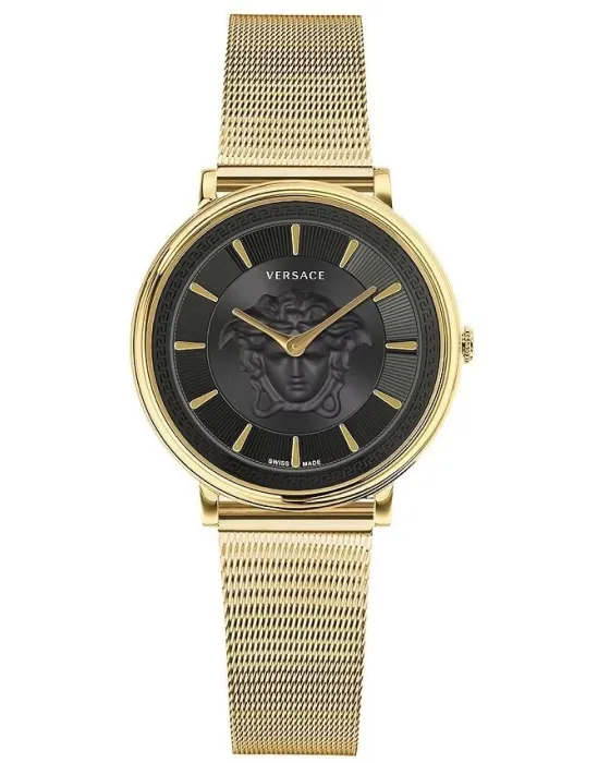 Γυναικείο ρολόι Versace V-Circle VE8102119, Μαύρο καντράν, Μπρασελέ από Ανοξείδωτο ατσάλι