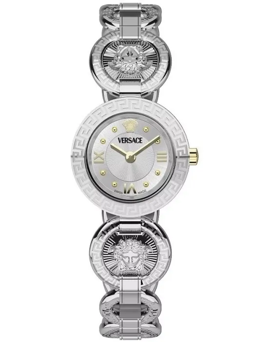 Γυναικείο ρολόι Versace Greca VEWCA0124, Ασημί καντράν, Μπρασελέ από Ανοξείδωτο ατσάλι