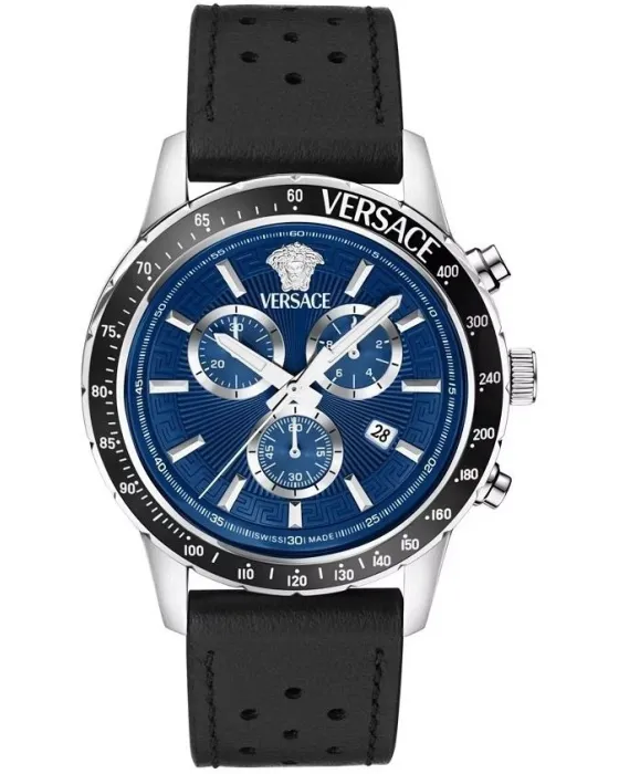Ανδρικό ρολόι Versace Sport Chronograph VEZCA0124, Μπλε καντράν, Λουρί από Δερμάτινο
