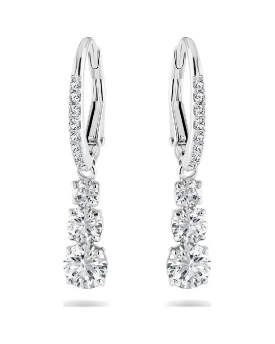 Σκουλαρίκια Swarovski Attract Trilogy Round Rhodium 5416155, Επιροδιωμένο / Ζιργκόν / Κρύσταλλα, Ασημί