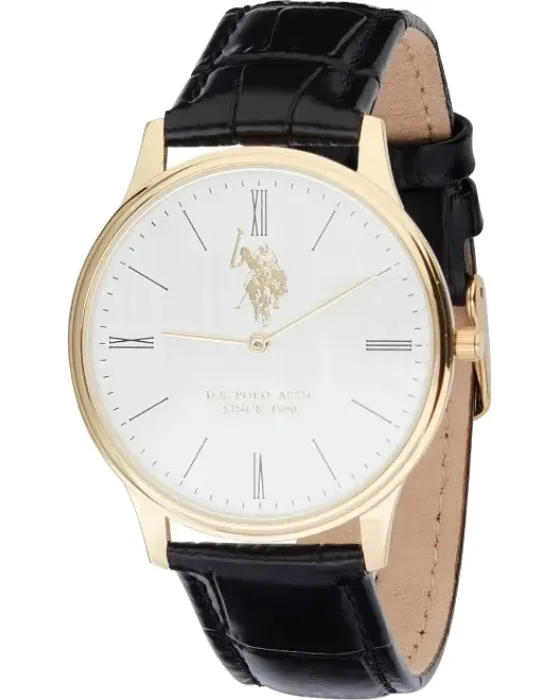 Men's watch U.S. Polo Assn. Jeremy USP7194YG, White dial, Strap in Leather