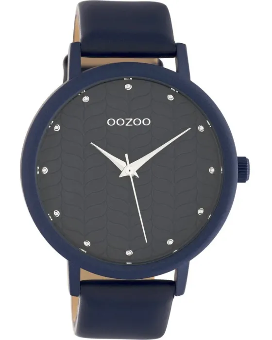 Γυναικείο ρολόι Oozoo Timepieces C10658, Ανθρακί καντράν, Λουρί από Δερμάτινο
