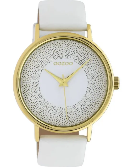 Γυναικείο ρολόι Oozoo Timepieces C10576, Λευκό καντράν, Λουρί από Δερμάτινο