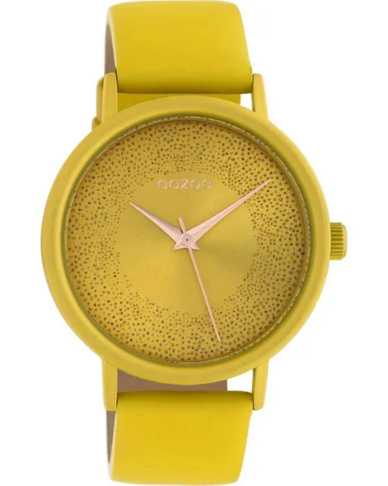 Γυναικείο ρολόι Oozoo Timepieces C10577, Κίτρινο καντράν, Λουρί από Δερμάτινο