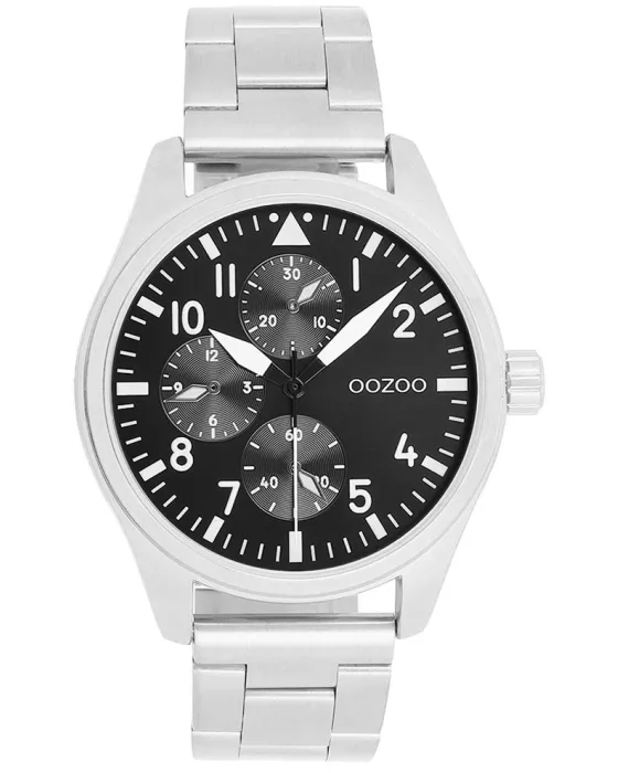 Ανδρικό ρολόι Oozoo Timepieces C11506, Μαύρο καντράν, Μπρασελέ από Μεταλλικό