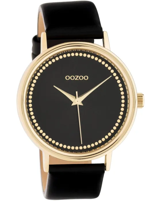 Γυναικείο ρολόι Oozoo Timepieces C10835, Μαύρο καντράν, Λουρί από Δερμάτινο