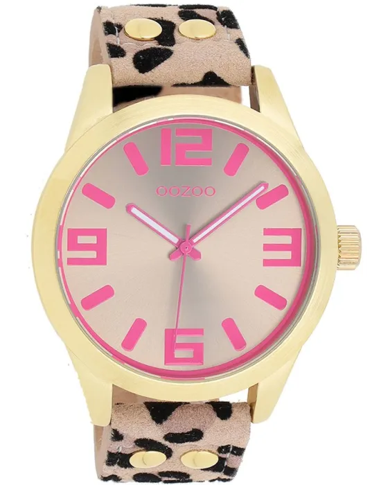 Female watch Oozoo Timepieces Animal C1099, Beige dial, Strap in Leather