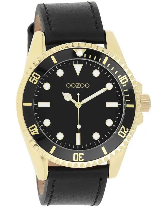 Men's watch Oozoo Timepieces C11115, Black dial, Strap in Leather