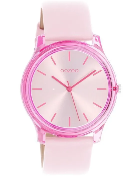 Γυναικείο ρολόι Oozoo Timepieces C11138, Ροζ καντράν, Λουρί από Δερμάτινο