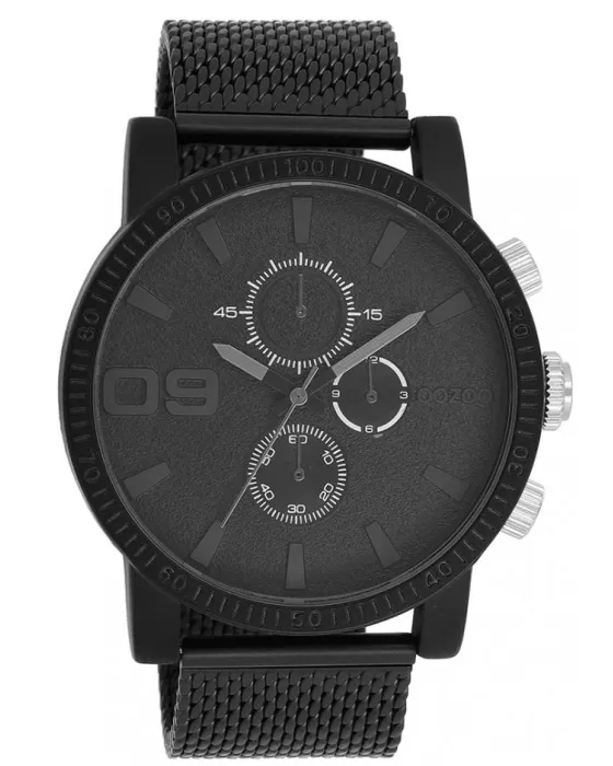 Ανδρικό ρολόι Oozoo Timepieces C11214, Μαύρο καντράν, Μπρασελέ από Μεταλλικό