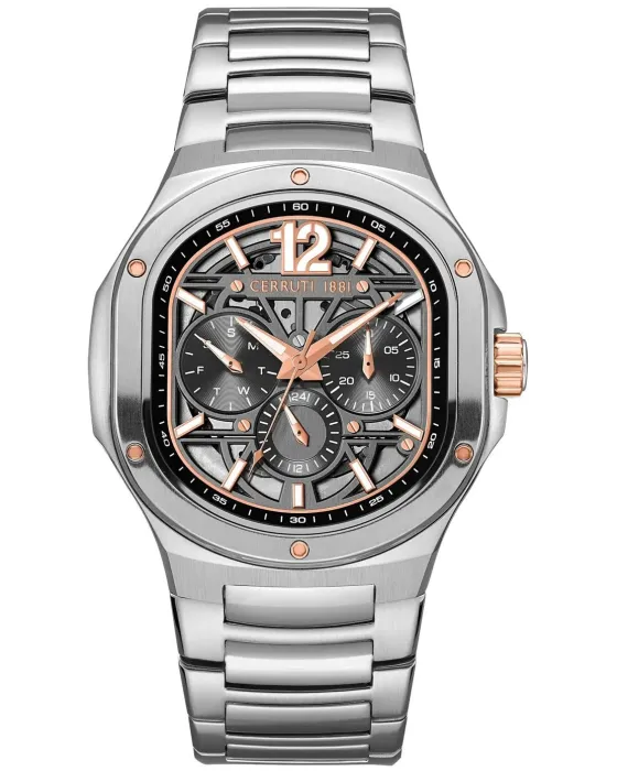 Ανδρικό ρολόι Cerruti Trento CIWGK0072301, Μαύρο καντράν, Μπρασελέ από Ανοξείδωτο ατσάλι