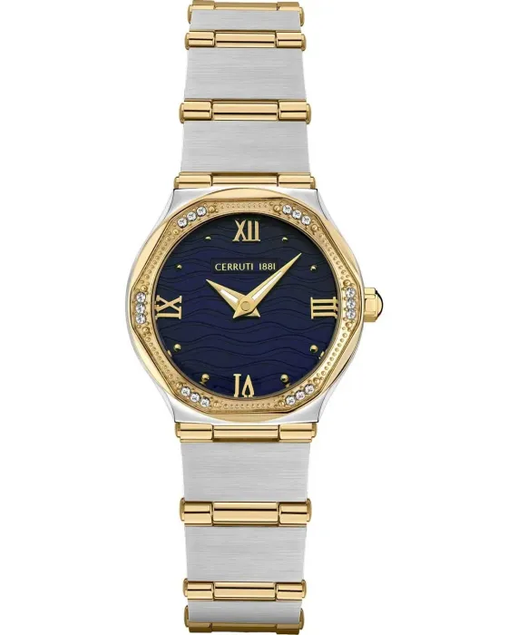 Γυναικείο ρολόι Cerruti Rendinara Crystals CIWLG2117002, Μπλε καντράν, Μπρασελέ από Ανοξείδωτο ατσάλι