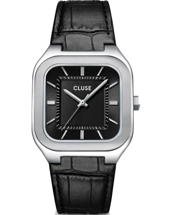 Men's watch Cluse Quadrus CW25703, Black dial, Strap in Leather