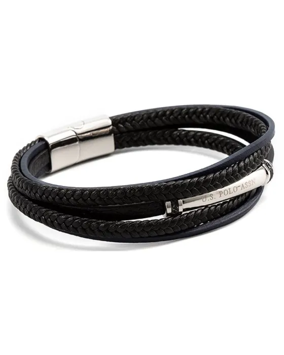 Bracelets Βραχιόλι U.S. Polo Assn. JW9090BR, Leather / Stainless steel, Black / Blue