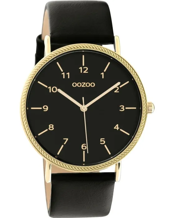 Γυναικείο ρολόι Oozoo Timepieces C10843, Μαύρο καντράν, Λουρί από Δερμάτινο