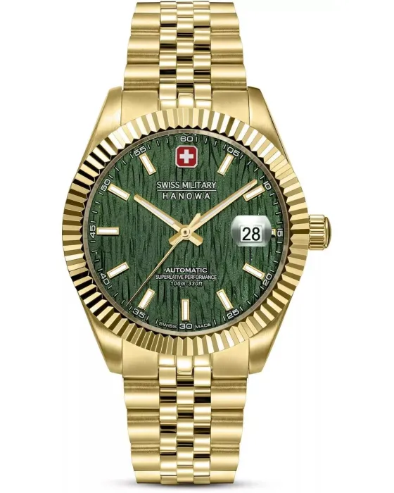 Men's watch Swiss Military Hanowa Master Diligenter Automatic SMWGL0005412, Green / Mother Of Pearl dial, Bracelet in Stainless Steel
